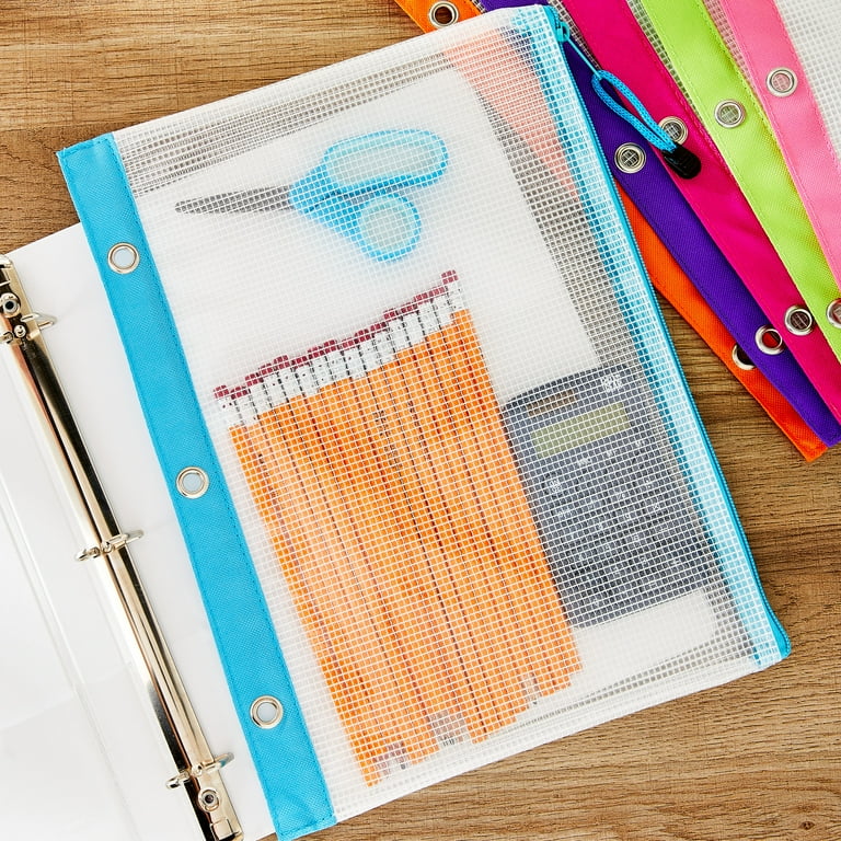 Pen+Gear 6CT Mesh Zip Pouch Grommets, Zip File Folders