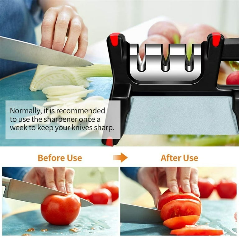 Professional Knife Sharpeners: 3-Stage Small Size Work for Steel Knives,  Kitchen Accessories - Helps Repair, Restore, Sharp Blades. Easy to Use  Knife