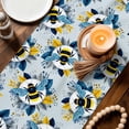 thumbnail image 3 of Gray Blue Bees Farmhouse Table Runner 72 Inches, Spring Summer Botanical Flowers Bed Runner Dresser Scarves Tabletop for Indoor Outdoor Parties/Ceremony/Banquet, 16" x 72", 3 of 9