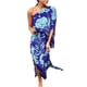 thumbnail image 2 of ¡Ahorros de verano! Vestidos casuales de verano para mujer, tallas grandes, liquidación. Vestido de verano para mujer, de un solo hombro, estampado, suelto, con media abertura en el dobladillo y, 2 of 5