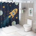 thumbnail image 7 of Patifu Rocket Stars Moon Bathroom Shower Curtain Set Polyester Fiber Home Bathtubs Decoration with Hooks 69"x72, 7 of 7