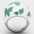 thumbnail image 3 of Womens Rings High polished (no plating) 316L Stainless Steel Ring with Epoxy in Emerald TK1137, 3 of 4
