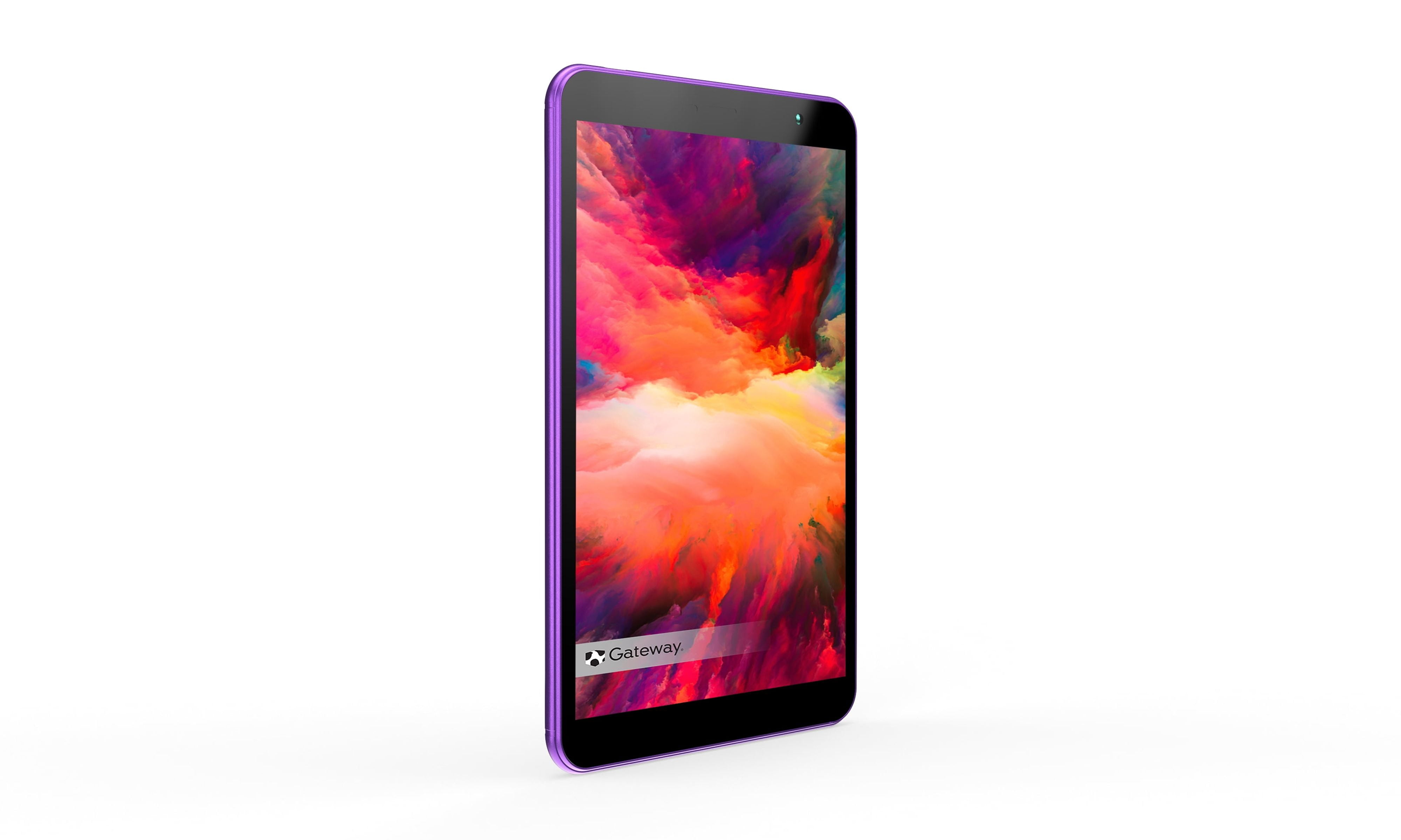 Gateway 8” Tablet, Quad Core, 32GB Storage, 2GB Memory, 0.3MP Front Camera, 2MP Rear Camera, USB-C, Sound ID, Android 10 Go Edition, Purple
