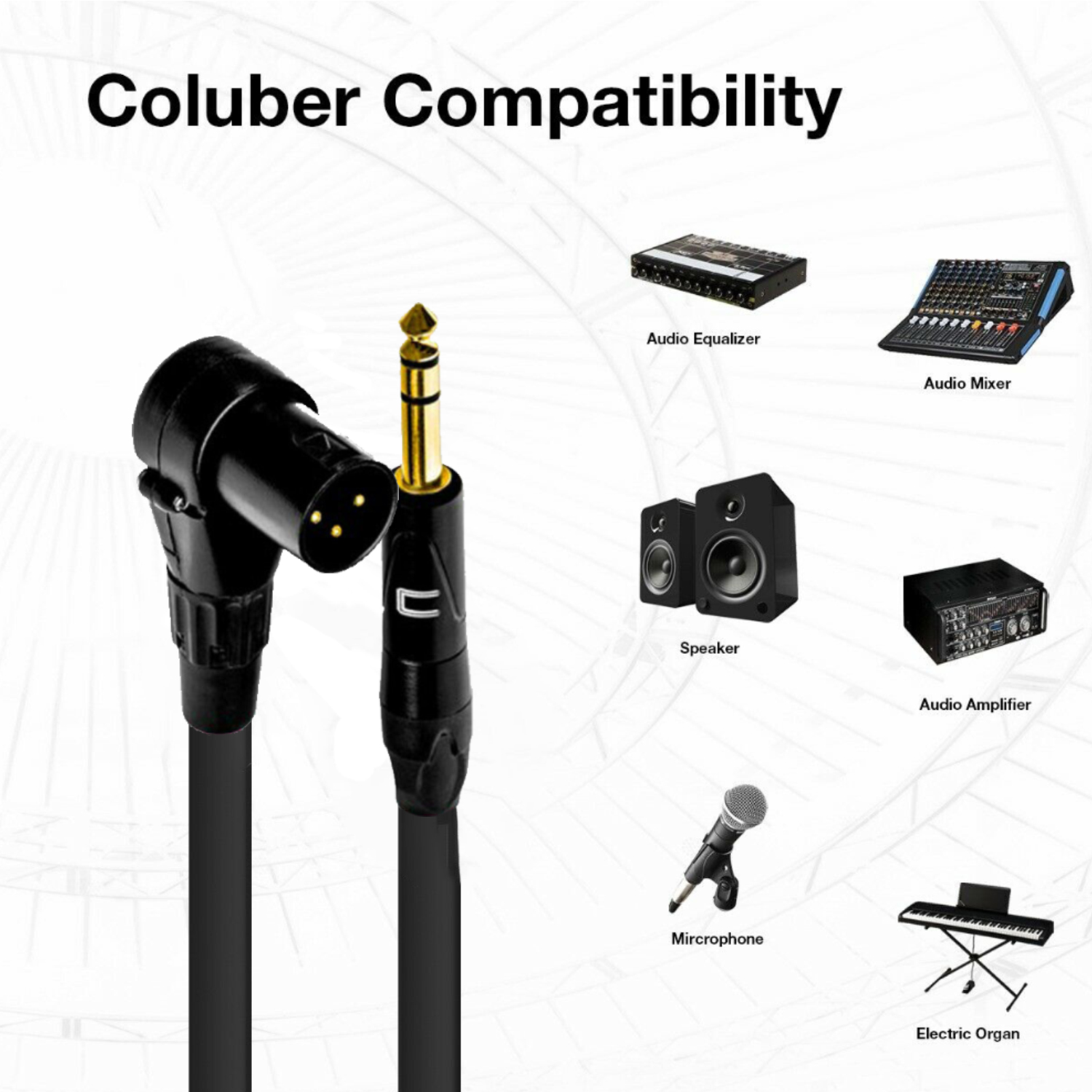 Right Angle XLR Male to 1/4" TRS Male - 0.5 Feet - Black - Pro 3-Pin Microphone Connector for Powered Speakers, Audio Interface or Mixer for Live Performance & Recording - image 2 of 7
