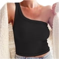 thumbnail image 1 of Pompotops Summer Women Slim Solid Color One Shoulder Vest Sleeveless Short Top, 1 of 4