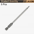 thumbnail image 3 of Uxcell 5pcs T10 Torx Head Screwdriver Bit 1/4" Hex Shank 4" (100mm) Long Magnetic No Hole Tip 6 Point Star Screw Driver, 3 of 7