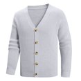 thumbnail image 4 of Fgnfyis Work Jackets for Men Knitted Cardigan Sweater Button up Long Sleeve Lightweight Soft Yarn Fabric Winter Coats for Men Grey L, 4 of 5