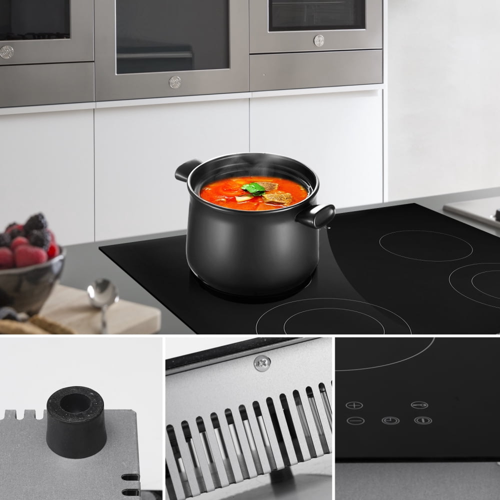 Flylapdo 4-Burner Ceramic Cooktop with Pause Function, 110V 2000W+1400W Electric Stove for Home & Commercial Kitchen