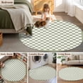 thumbnail image 6 of Sage Green Plaid Large Area Rugs for Bedroom Living Room, Soft Non Slip Carpet Bedside Rug, Farmhouse Green White Checkered Lace Round Floor Cover Kitchen Accent Rug 3' for Dining Room/Office, 6 of 9