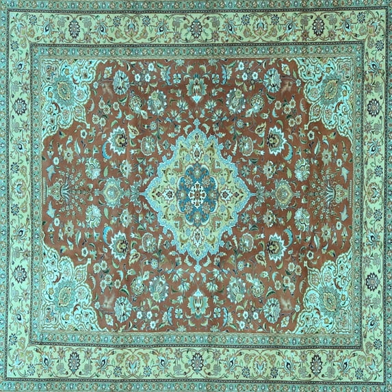 Ahgly Company Indoor Square Persian Light Blue Traditional Area Rugs, 7' Square