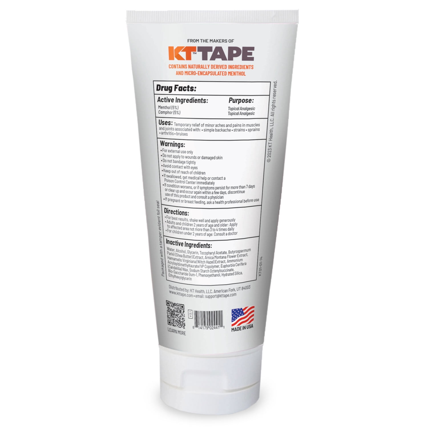 KT Tape Recovery Plus Pain Relief Gel Tube, Cool and Warm, Clear Gel, 3.4 fl oz