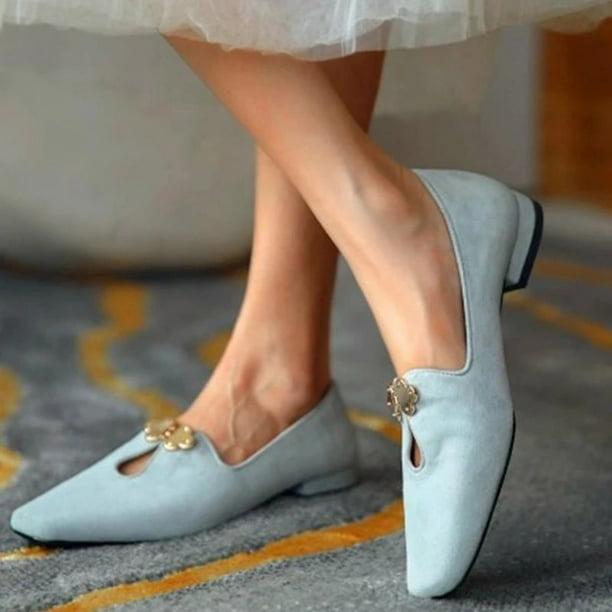 Sombrero cuadrado de corte bajo de color sólido de tacón grueso para mujer con zapatos individuales de media boca Wmkox8yii shjk7209