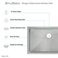 thumbnail image 3 of Rivage 30 x 18 Stainless Steel, Single Basin, Undermount Kitchen Sink, 3 of 11