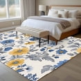 thumbnail image 5 of Yellow Blue Flower Washable Living Room Rugs 6'x9', Abstract Floral Low Pile Throw Large Area Rug Non-Slip Sturdy Edge Binding Carpet for Dining Room Kitchen Office, 5 of 9