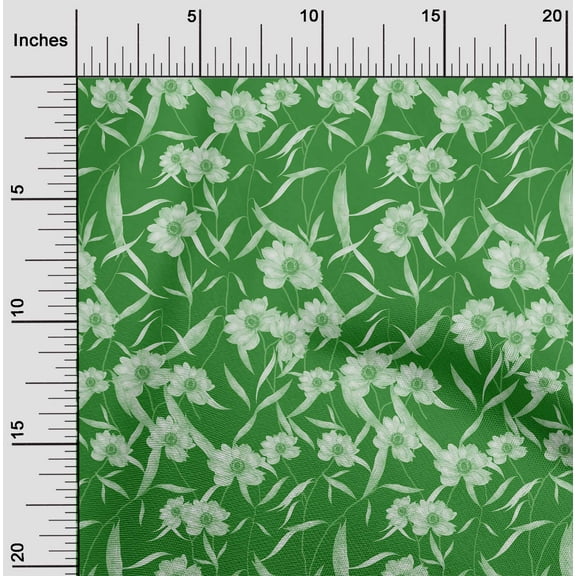 oneOone Polyester Lycra Green Fabric Florals Diy Clothing Quilting Fabric Print Fabric By Yard 56 Inch Wide