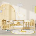 thumbnail image 5 of Bellemave Twin Size Montessori with Central Entrance and Full Surrounding Guardrails, Wood Floor Bed Frame for Toddler, Low Profile Platform for Kids Bedroom(Natural), 5 of 8