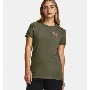 Under Armour 1370819392SM Womens Freedom Banner OD Green Pink Elixer SM T-Shirt