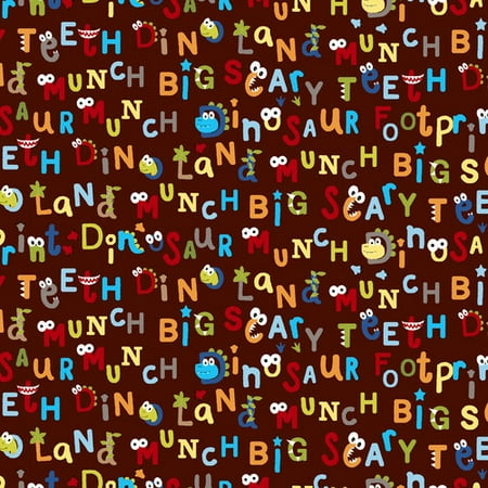 36" x 44" Dino Land Words Fabric, per Yard