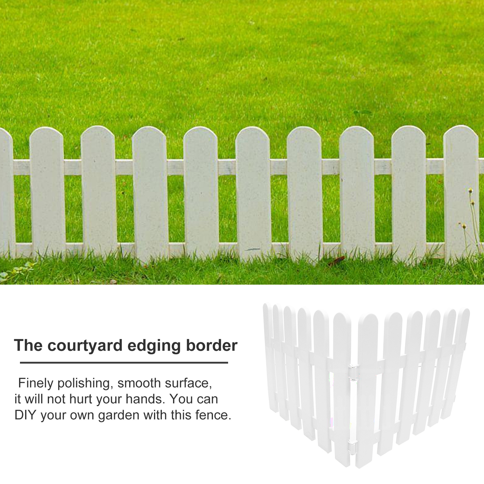 White PVC Garden Fence for Decor 2 Pieces Lightweight Lawn Edging Panels Plant Flower Bed Guardrail