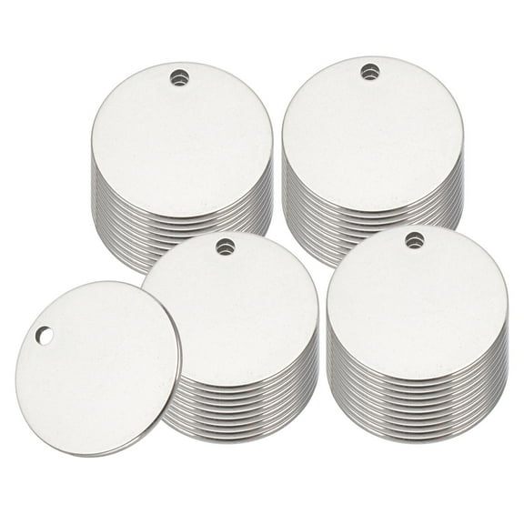 Uxcell 40 Pcs 9/16 Inch Round Metal Stamping Blanks, Stainless Steel Copper Blank Tags with Hole for Metal Stamping