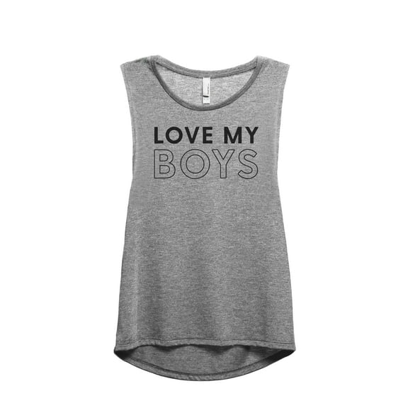 Love My Boys Women's Fashion Sleeveless Muscle Workout Yoga Tank Top Heather Grey Grey Medium