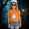 thumbnail image 2 of CAUYDY Halloween T-Shirts for Toddler Girls Short Sleeve Crew Neck Ghost Pumpkin Tees Tops(Orange,3-4 Y), 2 of 5