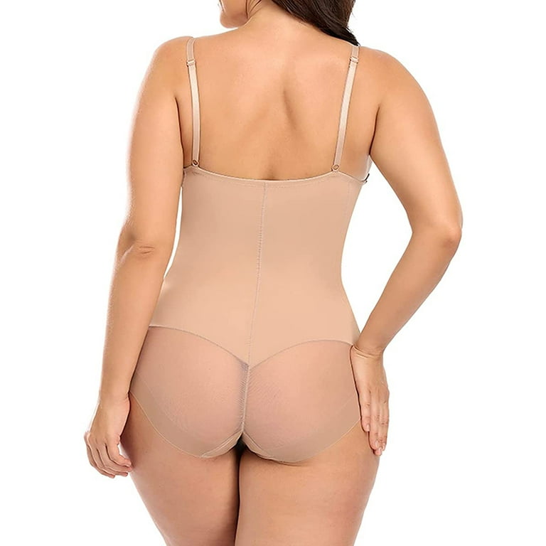 Backless Shapewear for Women Lace Tummy Control Sexy Body Shaper Plus Size  Thong Shapewear Bodysuit with Built-in Bra, Beige, Small : :  Clothing, Shoes & Accessories