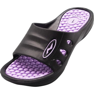 Norty Girl's Slide Flat Strap Shower Sandals Slip On Comfort Casual Shoes