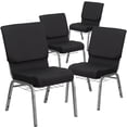 thumbnail image 2 of BizChair 4 Pk. 18.5''W Church Chair in Black Patterned Fabric with Cup Book Rack - Silver Vein Frame, 2 of 6