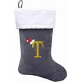 thumbnail image 1 of Dbfengbilian 21 Inches Christmas Stockings with Customizable Letters, Large Christmas Stockings with Super Soft Plush Cuff Embroidered Letter - Grey T, 1 of 7