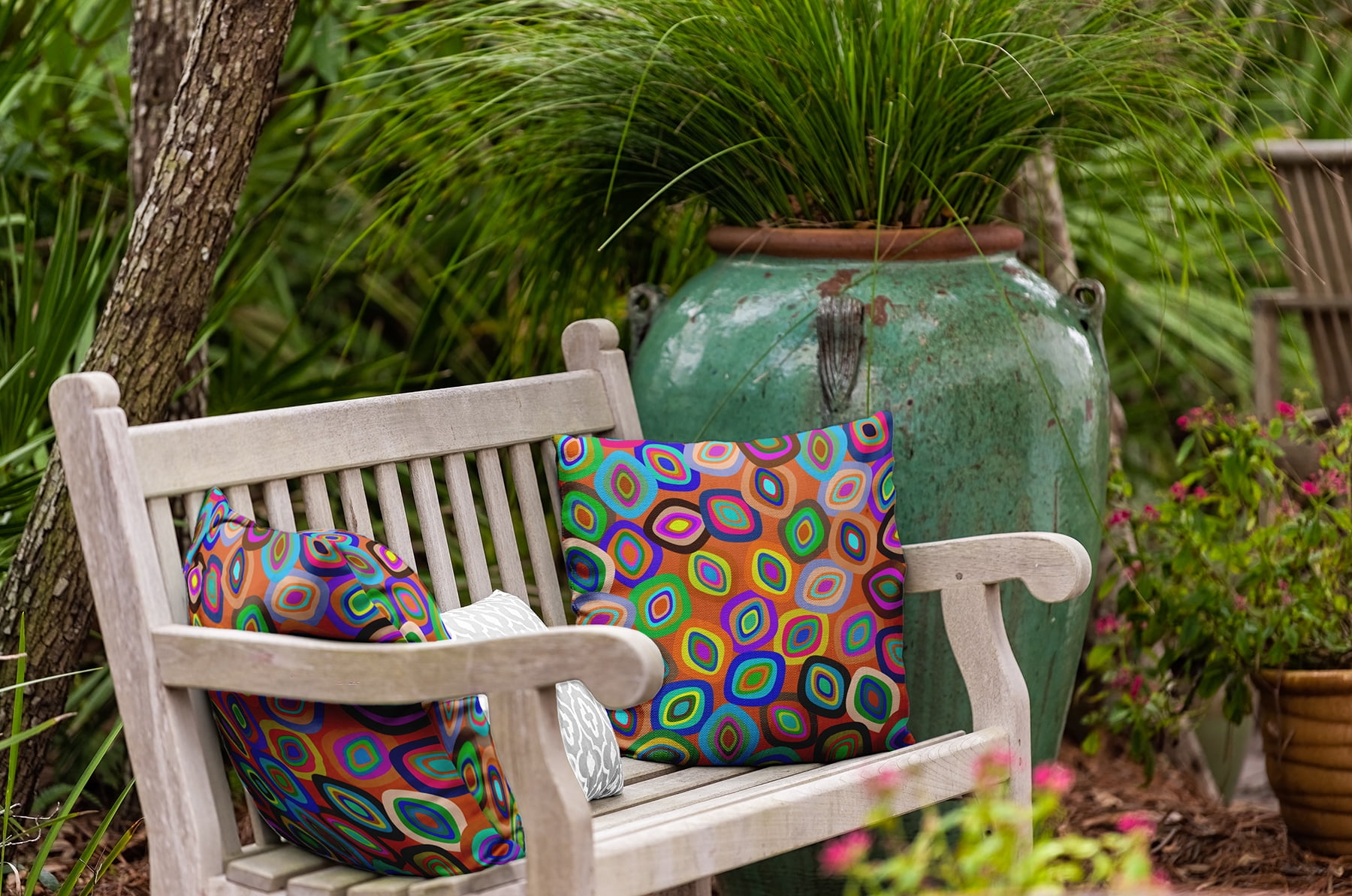 20" x 20" Simply Daisy Modern Leaf Pile Polyester Indoor/Outdoor Pillow, Multi Qty 1