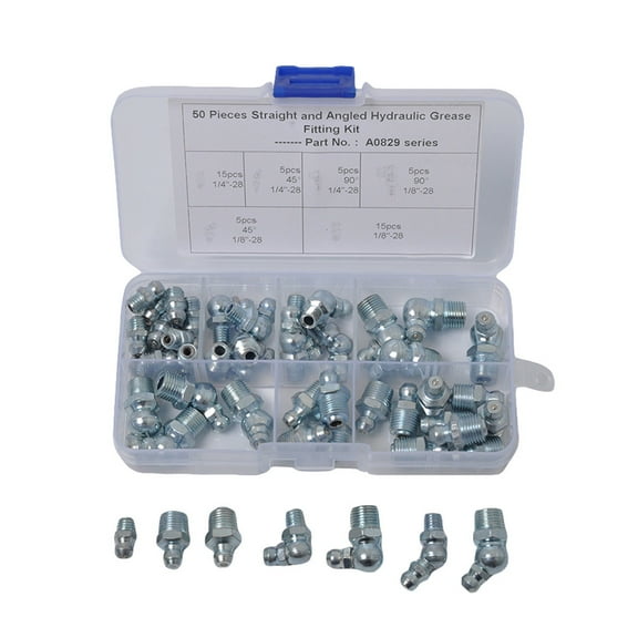 100Fens MM metric Size Hydraulic Lubrication Lube Grease Fitting Assortment Zerk 50pc