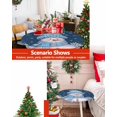 thumbnail image 6 of Round Tablecloth with Elastic Blue Christmas Snowman with Cap Xmas Tree Snowflake Waterproof Table Cover Wipeable Fitted Table Cloths for 55"-60" Round Tables Dining Kitchen Indoor Outdoor Use, 6 of 6