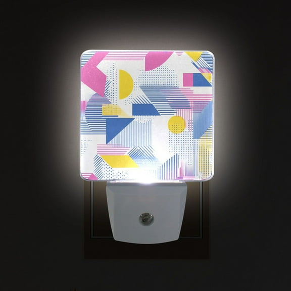 Yayeee LED Night Light for The Home Plug in With Light Sensors 2 Pack, Retro Simple Shapes