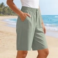 thumbnail image 5 of Women's Casual Elastic Waist Shorts, Button Detail Summer Shorts with Pockets Gray S, 5 of 9