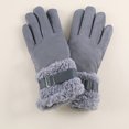 thumbnail image 4 of Aueoeo Winter Gloves For Women Touched Screen Gloves Fashion Warm Fleece Lined Gloves With Straps Thermal Full Finger Bike Gloves Gray, 4 of 5