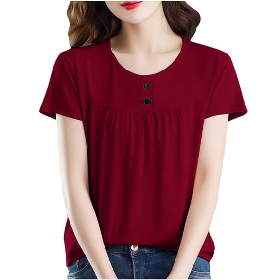 Lzobxe Womens Tops Short Sleeve Summer Dressy Casual Lightweight Button,Sizes M-5XL