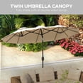 thumbnail image 4 of Outsunny 9.5' Double-sided Patio Umbrella with Tilt Outdoor Umbrella, Brown, 4 of 9