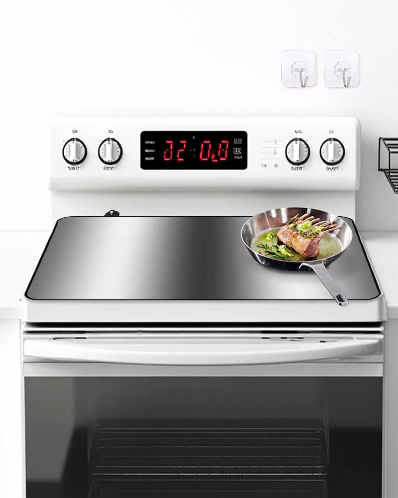 Stove Top Covers for Electric Stove, Dark Grey White Glass Stovetop Cover Protector, Farmhouse Ombre Color Modern Simple Induction Cooktop Protector Oven Mat for Kitchen Countertop 31"x24"