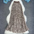 thumbnail image 3 of Summer Boho Floral Maxi Skirts for Women High Waist Flowy Beach Vacation Elastic Waisted Pleated Long Skirt Coffee One Size, 3 of 3