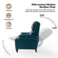 thumbnail image 4 of Mid-century Genuine Leather Pushback Recliner Chair with Nailhead Trim Set of 2 Turquoise, 4 of 6