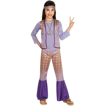 Girls hippie Chick Child Halloween Costume 70's Woodstock