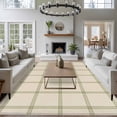 thumbnail image 4 of Area Rug 72×108in, Rustic Retro Linen Texture Floor Carpet Living Room Rug, Country Green Stripe Lattice Non-Slip Welcome Mat Indoor Rugs for Bedroom Dining Room, 4 of 9