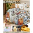 thumbnail image 4 of Eucalyptus Gnomes Sofa Covers for 3 Cushion,Washable Couch Cover for Sectional Sofa Slipcovers with Tassel,Thanksgiving Pumpkin Fall Botanical Wood Loveseat Covers Futon Cover Throw Blanket 71x118, 4 of 8