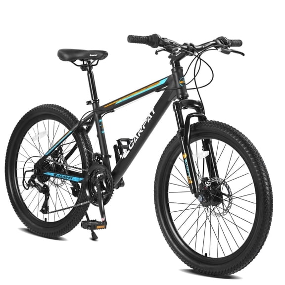 LuckyNote 26 Inch Mountain Bike, Shimano 21-Speed Drivetrain, Mechanical Disc Brakes, High-Carbon Steel Frame, Front Suspension Fork, for Adults & Teenagers, Black/Blue