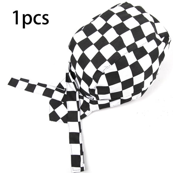 Chendee Pirate Chef Hat Skull Hat Restaurant Dining Chef Hat Kitchen Cooking,Black And White Grid