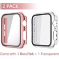 thumbnail image 2 of IBAOLEA 2 Pack Hard PC Case with Tempered Glass Screen Protector Compatible with IBAOLEA Watch Series 6 SE Series 5 Series 4 40mm, 1 Rose Pink + 1 Transparent 1 Rose Pink + 1 Transparent 40mm, 2 of 9