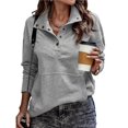 thumbnail image 2 of Sudadera Informal de Larga para Mujer, Cuello Alto, Botones y Cordón Ajustable Gris L, 2 of 7