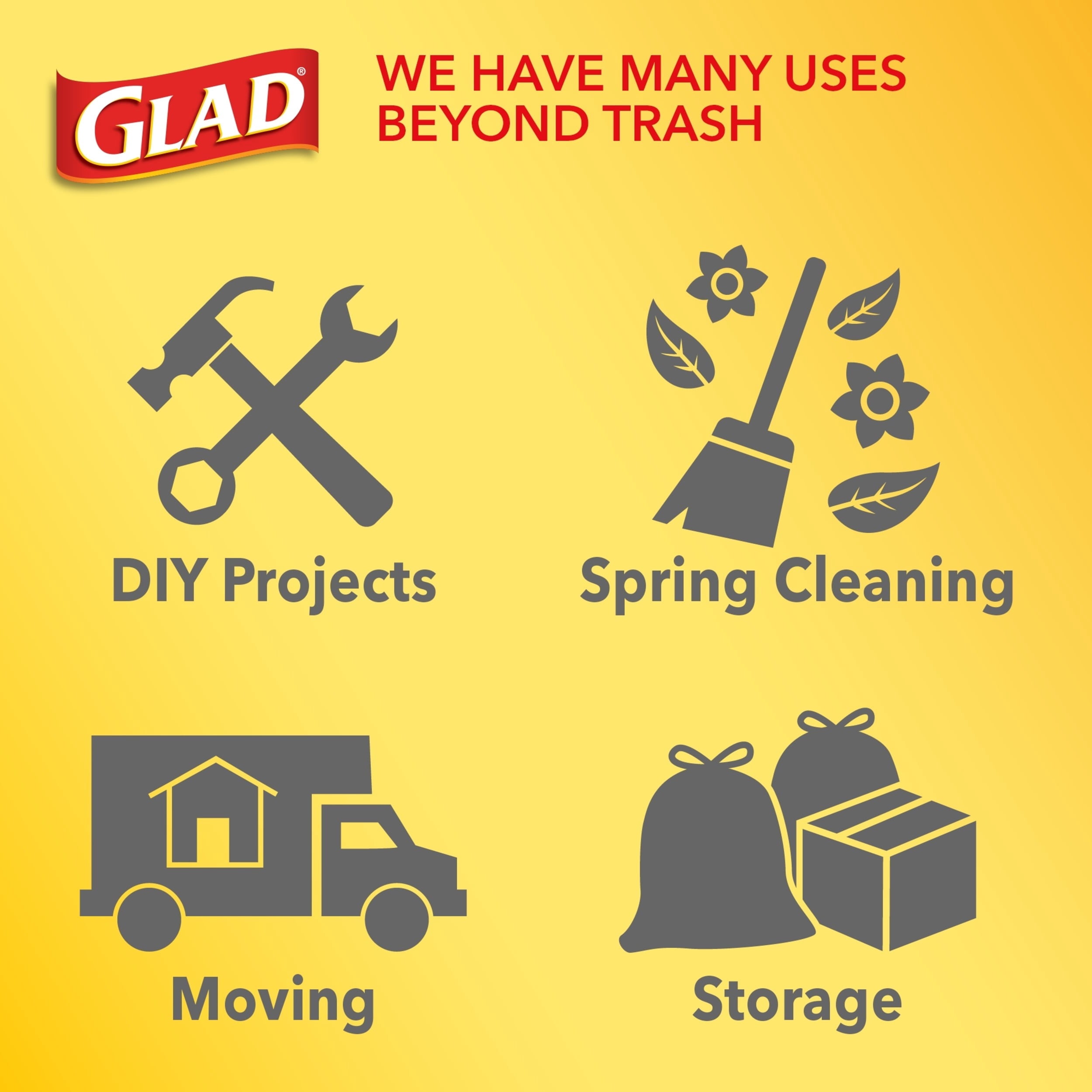 Glad Tall Kitchen Trash Bags, 13 Gallon, 45 Bags (ForceFlex, Unscented)