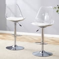 thumbnail image 3 of Hi loPres Set of 2 Modern Adjustable Swivel Bar Stools, Clear Backrest with Silver Metal Base Counter Height Kitchen Island Chairs, 3 of 8